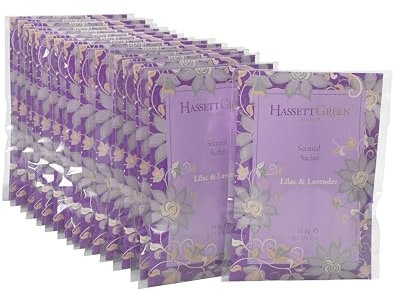 Hassett Green London - Hand Made Large Scented Sachet Pack of 15 - Lilac & Lavender - For Wardrobes and Drawers