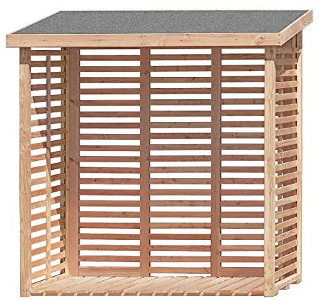 Gartenpirat Holzunterstand für Kaminholz Hylla aussen mit Rückwand Lärche – Kaminholzregal für 2 m³ Holz – 208 x 200 x 75 cm