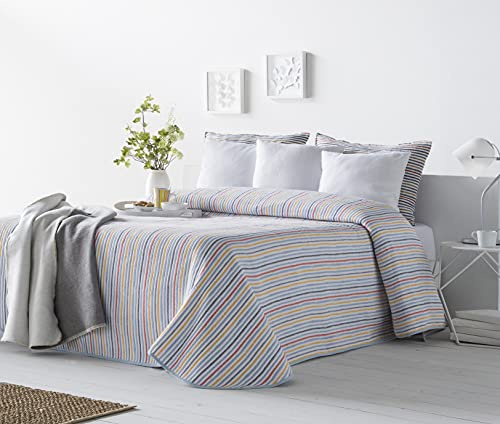 VIALMAN Tagesdecke Sofia 14 Kingsize-Bett | Steppdecke Blau | Steppdecke Größe 250 x 270 cm | Tagesdecke Bett & Sofaüberwurf Blau