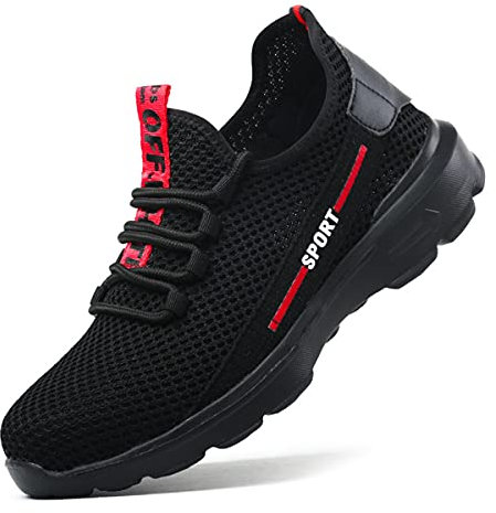 YUTCRE Safety Shoes Men Women Composite Toe Cap Trainers Ultra Lightweight Industrial Construction Work Sneakers (Color : Black, Size : 6 UK)