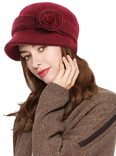Suwangi Femme Français Tricoté Bonnet Béret Casquette Cloche Calotte Visière Chapeaux d'hiver