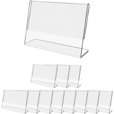 Danieli Store - Expositor en Acrilico Porta precios Transparente 12 Piezas 7x5cm - Expositor Metacrilato en Forma de L para Mostrar Precios y Promociones
