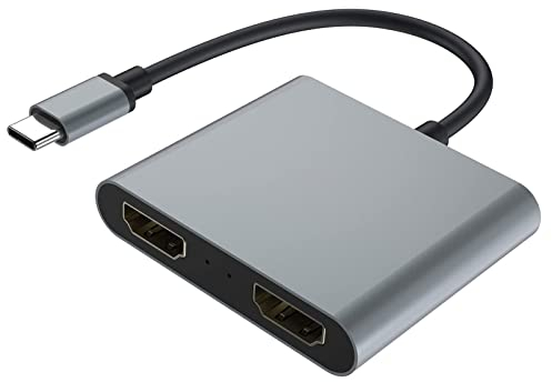 Adaptador USB C a HD-MI doble 4K a 60hz, KYYKA tipo C a HD-MI Converter, divisor USB-C de aleación de aluminio premium para MacBook Pro/Air, iPad Pro/Air, Galaxy S20/10 y más