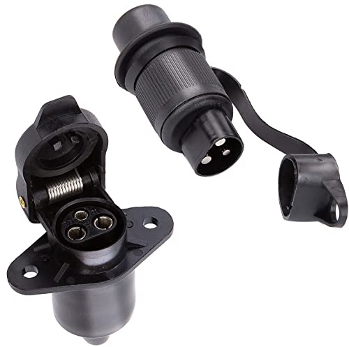 SPARKMOTO Spina Presa 3 Poli Trattore,12V 24V Presa E Spina 3 Poli Trattore Femmina E Maschio Impermeabile Connettori, Spina a 3 Poli Per Rimorchio Trattore Macchine Agricole(2 fori di Montaggio C)