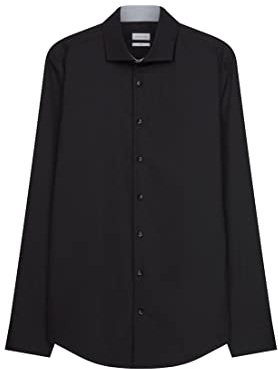 Seidensticker Chemise Business Slim Manches Longues col Kent Infroissable, Noir, 45