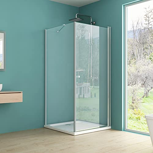 IMPTS Duschkabine 80X80 Eckeinstieg, Duschtür mit Seitenwand Pendeltür Duschabtrennung 6mm ESG Glas Duschwand Höhe 185 cm OHNE Duschwand und Ablaufgarnitur