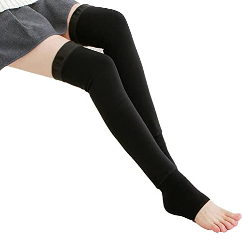 1 Paar 50,8 cm lange gestrickte Beinstulpen Winter Thermo Kniewärmer über dem Knie Oberschenkel hohe Fußlose Socken Kniebandage Stützschutz Lange Stiefel Leggings Strümpfe (schwarz)