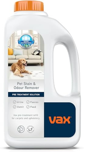 Vax Pet, Stain & Odour Remover 1L Pre Treatment Carpet Cleaner Solution, Upholstery Stain Shampoo, Fragrance Free, Formulated for Stubborn Stains and Smellier Messes, 1-9-142879, White