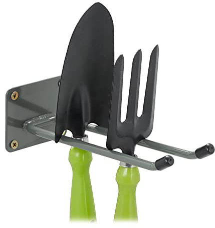 Relaxdays Wandhaken, 24 cm lang, Doppelhaken Wand, Gerätehalter Garage, Werkstatt & Keller, Besenhalter Stahl, anthrazit