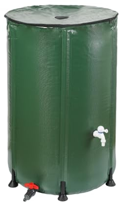 WESTMANN Faltbare Regentonne | 250 Liter Grün | Regenwassertank & Regenfass zum Sammeln von Regenwasser inklusive 2 Abläufen