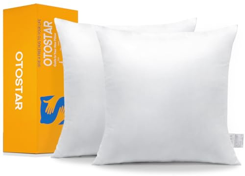 OTOSTAR Pack of 2 Throw Pillow Inserts, 28 x 28 Square Cushion Inner Soft Fluffy Plump Stuffer Cushion Pads White Decorative Pillow Inserts