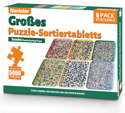 Nariolar 43.0 * 30.5CM Stapelbare Puzzle-Sortierer, 6er-Pack Puzzle Sortierschalen zum Sortieren von 2000/3000/5000 Puzzles-Stücken