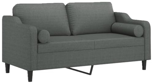 vidaXL Sofa 2 Sitzer, Couch mit Zierkissen, Liegesofa für Wohnzimmer, Polstersofa Sessel Relaxsofa Loungesofa Relaxcouch, Dunkelgrau Stoff