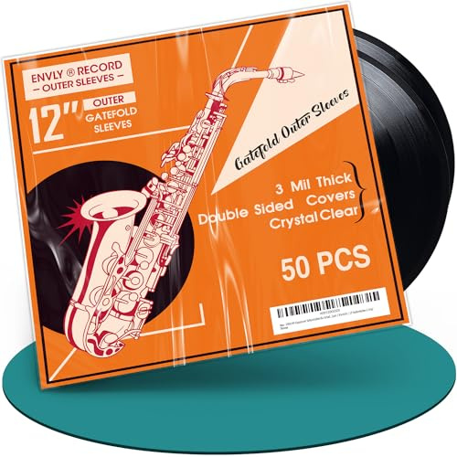 ENVLY® Fällbart skydd, skyddsfodral för skivor (50 stycken) | 12 tum | 75 µm | klar | LP-ytterfodral | Gatefold vinylärmar