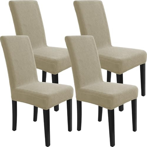 YSTELLAA Funda Sillas Comedor Pack 4, Fundas Sillas Ajustables, Fundas para Sillas Elásticas Modernas, Funda Cubre Protectora Sillas Lavables Desmontables, Universal Funda Silla, Caqui