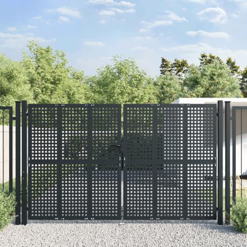 Juroupi Portail de Jardin Anthracite 300x225 cm Acier,Barriere Poele A Bois,Cloture Bois