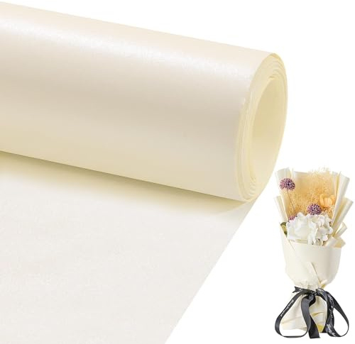 Matt omslagspapper rulle – enfärgad pärlfärgad 43 cm x 90 cm benvitt skimmer presentpapper rulle elegant lyster papper för bröllop, alla hjärtans dag, födelsedag, jul, baby shower papper 11OW