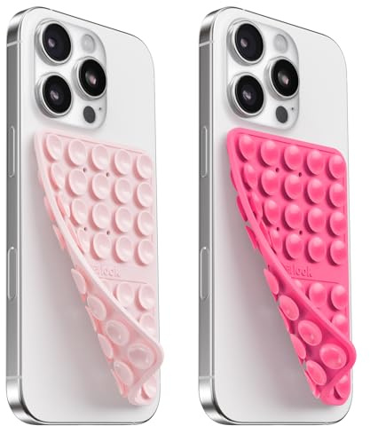 Silicone Suction Cup Phone Case Mount Double Sided - Klearlook Silicon Sticky Phone Grip w/Higher Suction Power,Suction Pad Hands-Free Smartphone Accessories Holder for Selfies & Video,Light&Hot Pink