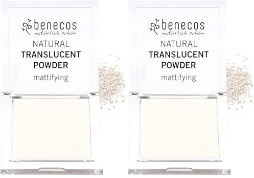 benecos - Naturkosmetik - Translucent Powder - fest - mattierend transparent - talkfrei - vegan (Packung mit 2)