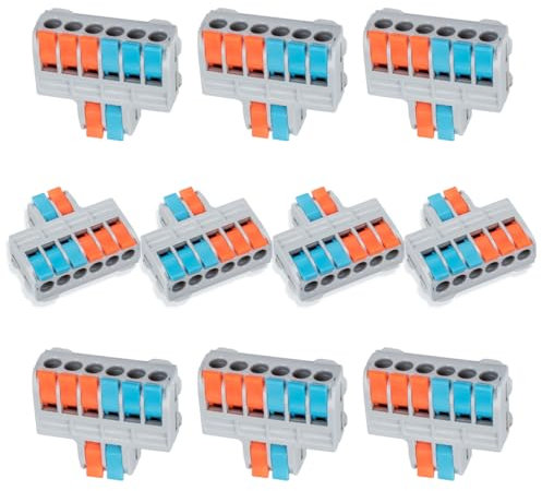 Innfeeltech 10 unidades de terminales de conexión, abrazadera de conexión, con conector de cable compacto de palanca de 2 entradas y 6 salidas para conductores flexibles y rígidos SPL-62