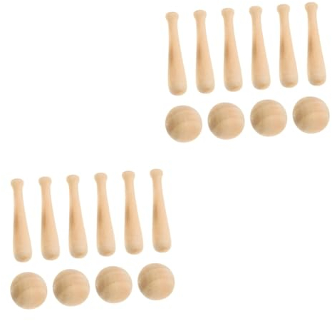 Alasum 60stücke Mini Baseballs Und Schläger Für Bastelprojekte Unvollendete Holzornamente Für Kreative Aktivitäten Und Für Erwachsene