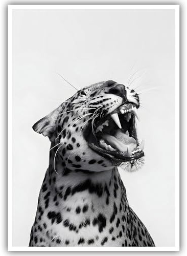 Lustiges Tierposter, schwarz-weißer Leoparden-Wandkunst, Vintage-Geparden-Dekor, trendiger Druck, Leinwand, eklektische Tierwelt, ästhetische Drucke für Wohnzimmer, Schlafzimmer, Badezimmer, Poster,