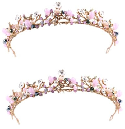FRCOLOR 2 Stücke Elegante Braut Stirnband Kristall Blumen Mädchen Haar Zubehör Für Hochzeit Party Prom