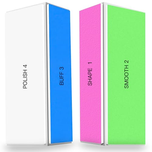 Yamobi 2 Stück 4-Wege-Nagelpolierer für Nägel, professionelle Nagelpoliererblöcke, Polierblöcke für Gelnägel, waschbare Nagelfeilen zum Polieren und Glänzen