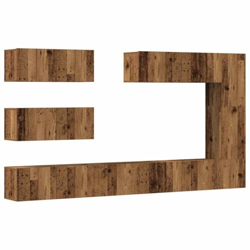 vidaXL 7-TLG. TV-Schrank-Set Wandmontage Altholz-Optik Holzwerkstoff, TV-Schrank, Medienschrank, Stereoschrank, HiFi-Schrank, TV-Konsole, TV-Möbel