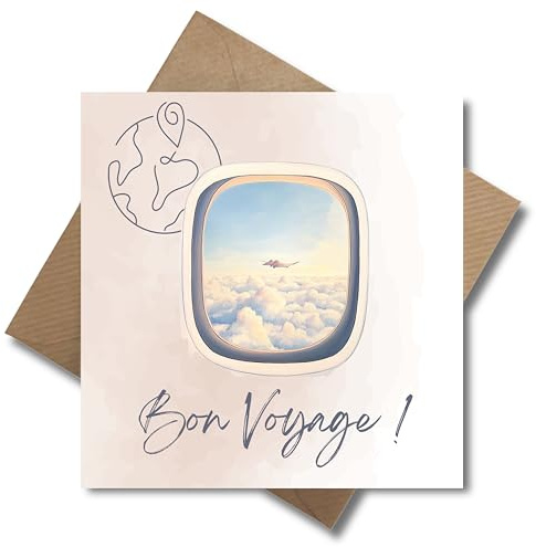 WBdesignz Urlaub Karte mit Umschlag - Gute Reise Karte bon voyage Urlaubsgrußkarte Abschiedskarte Reise Karte Flug Karte