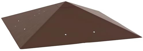 Outsunny Pavillon-Ersatzabdeckung, 3 x 3 m, Ersatzabdeckung, Gartenpavillon-Dach-Ersatz mit Abflusslöchern, wasserdichte Kunststoffbeschichtung, 370 g/m², UPF30+, nur obere Abdeckung, Braun