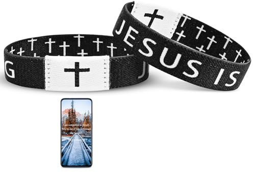 Pmormyy Armband mit Bibelvers Jesus ist König, christliches Jesus, tragbares Armband für Damen und Herren, Schwarz