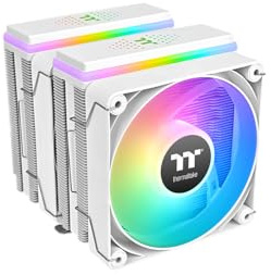 Thermaltake ASTRIA 600 ARGB CPU Kühler Weiß – Dual Tower Luftkühler mit 2x120mm PWM, 6x6mm Direct Contact Heatpipes, 265W TDP, leise 26,8 dBA, 5V ARGB Sync, Intel LGA1851/1700, AMD AM5/AM4