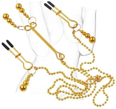 SAUVASFZ Nippel Klitoris Stimulation Y-Kette mit Stahl Ball Nipple Clamps Klitorisklemmen Nippelklammern Schamlippen Klammern Fetisch Sex Spielzeug für Frauen Anfänger Extrem