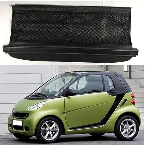 SHWEYFNZ Auto Laderaumabdeckung Kofferraum für Smart 451 fortwo 2009 2010 2011 2012 2013 2014, Auto Einziehbarer Laderaumabdeckung Kofferraum Privatsphäre Zubehör