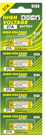 Yooghuge Lot de 5 piles alcalines 27 A 12 V pour ouvre-porte de garage et télécommandes avec alimentation stable