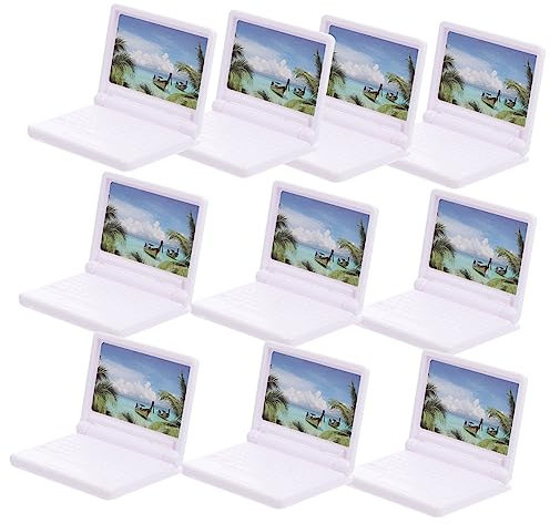 Kisangel 10pcs Mini Laptop Models Doll House Decor Mini Decoration Plastic Notebook Computers for Toy House