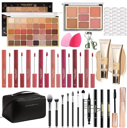 HOORayeah Schminke - Schminkkoffer Mädchen - Schminkkoffer Damen - Makeup Set with Lippenstiftpalette, flüssige Foundation, Mascara