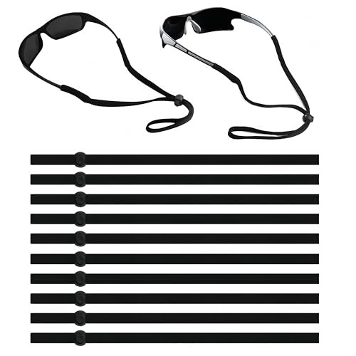 SDXCJY 10 x Unisex-Brillenbänder, weich, verstellbar, rutschfest, für Sportbrillenketten und Schnüre zum Laufen, Lesen, Outdoor-Aktivitäten und Wassersport, Schwarz, Schwarz , 31CM