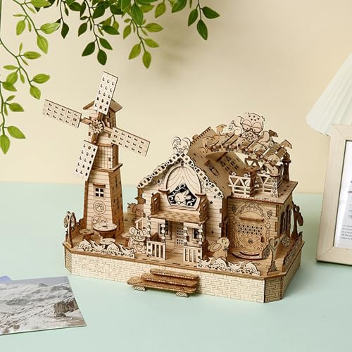 3D Puzzle Holz mit Led und Musik, 3D Holzbausatz Erwachsene Tier Haus, 3D Puzzle Architektur Modellbausatz, DIY Miniatur Haus Bausatz, Home Decor Gift