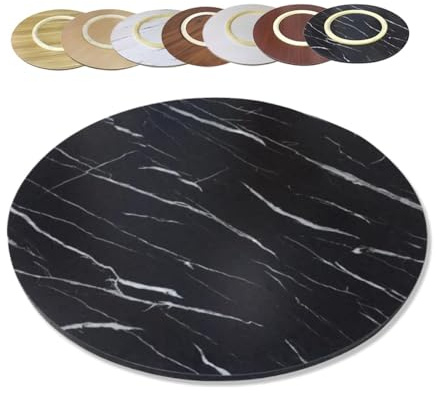 70 cm drehbares Servierbrett – großer runder Drehteller aus Holz für Küche & Esstisch – schwarzes Marmor-Finish – perfekt für Unterhaltung und Servieren
