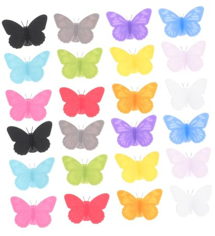STOBAZA 24pcs Silicone Butterfly Wine Glass Markers Reusable Drink Identifiers for Parties Weddings Bar Gatherings Flute Charm Decorations for Martini Glasses Wine Goblets