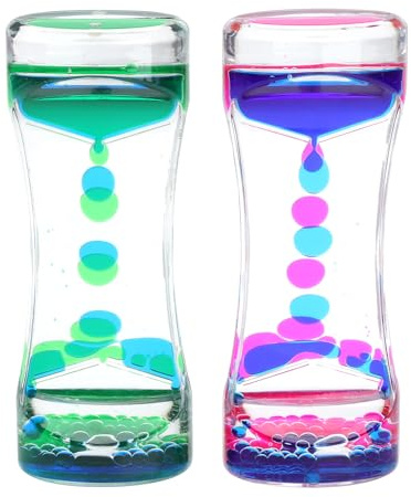 Sanduhr Flüssig 2 Stück Liquid Motion Timer Visueller Stressabbau-Timer mit Tropfeneffekt Modernes Acryl-Dekostück zur Entspannung für Büro Meditation Konzentration Erwachsen