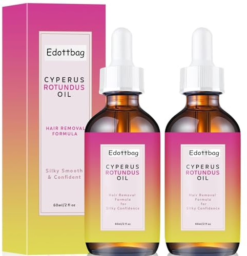 Edottbag 2PCS Natural Cyperus Rotundus Oil for Hair Removal & Hair Growth Reduction - Pure Plant Extract, Suitable for All Skin Types, 2 fl oz Each