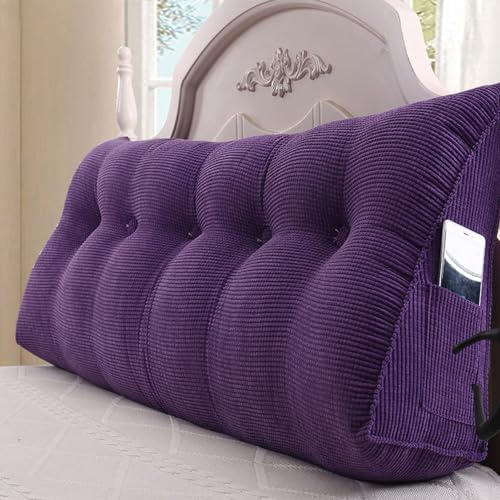 Dreieckiges Keil-Kopfteil-Kissen – Cord-Rückenlehnenkissen zum Lesen und Stützen, langes Positionierungskissen für Tagesbett und Sofa (9 x 120 cm) – ultimativer Komfort und Stil