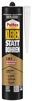 Pattex Kleben statt Bohren 3in1 Montagekleber, Weiß, 1x390g | FlexTec-Technologie, temperaturbeständig von -40°C bis +80°C, überstreichbar, schimmelresistent, wasserfest