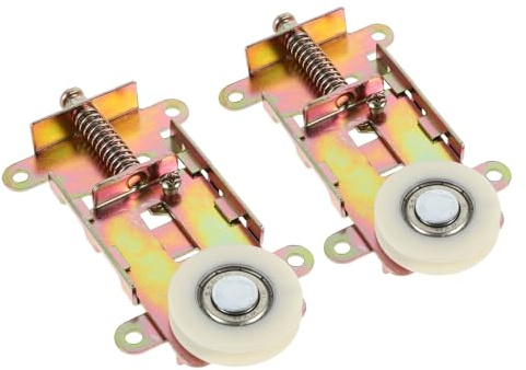 HOODANCOS Lot de 2 Roulettes de Porte Coulissante Concaves en Acier Zingué 28 Mm Poulies de Meubles Robustes pour Portes de Placard Miroir Quincaillerie Coulissante Réglage en Hauteur