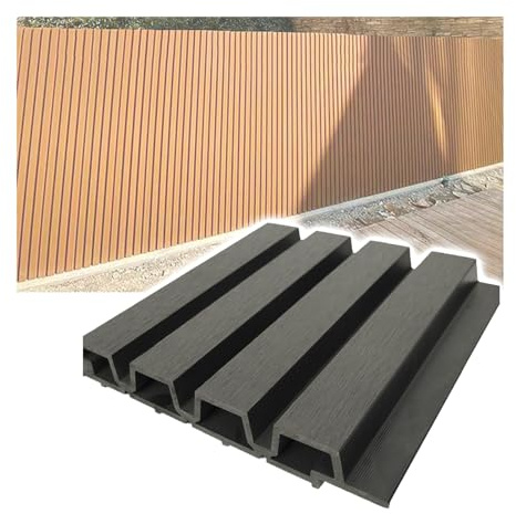 GOCHUSX Sichtschutzzaun Aus WPC, Steckbare Terrassenfliesen Für Den Außenbereich, Wandverkleidung Und Sichtschutz Für Außenwände Für Garten, Terrasse Und Hinterhof(Grey,21.9x140cm(8.6x55.1in))