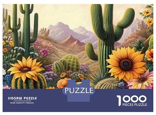 Cactus Garden Landscape 1000 Piece Jigsaw Puzzle Paper for Adults Colorful Sunflower Nature Scenery Puzzle Game for Family Relaxation Gift Home Decor 70x50cm/1000pcs