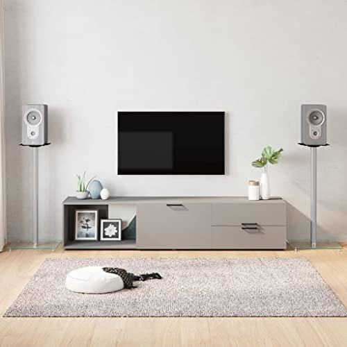 Ordellia Supports de Haut-parleurs en Verre trempé argenté pour Enceinte Audio Colonne Stable antivibration avec Fixation Murale ou au Sol, capacité 100 kg par Pied
